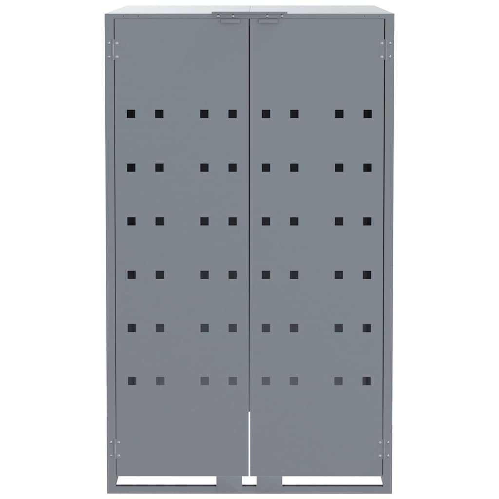 Mülltonnenbox für 2 Tonnen Grau 138x79x117 cm Stahl