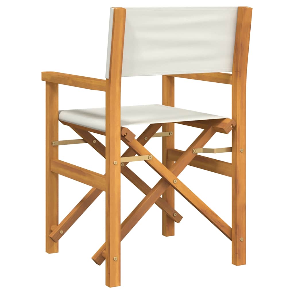 Regiestühle 2 Stk. Klappbar Creme Massivholz Teak