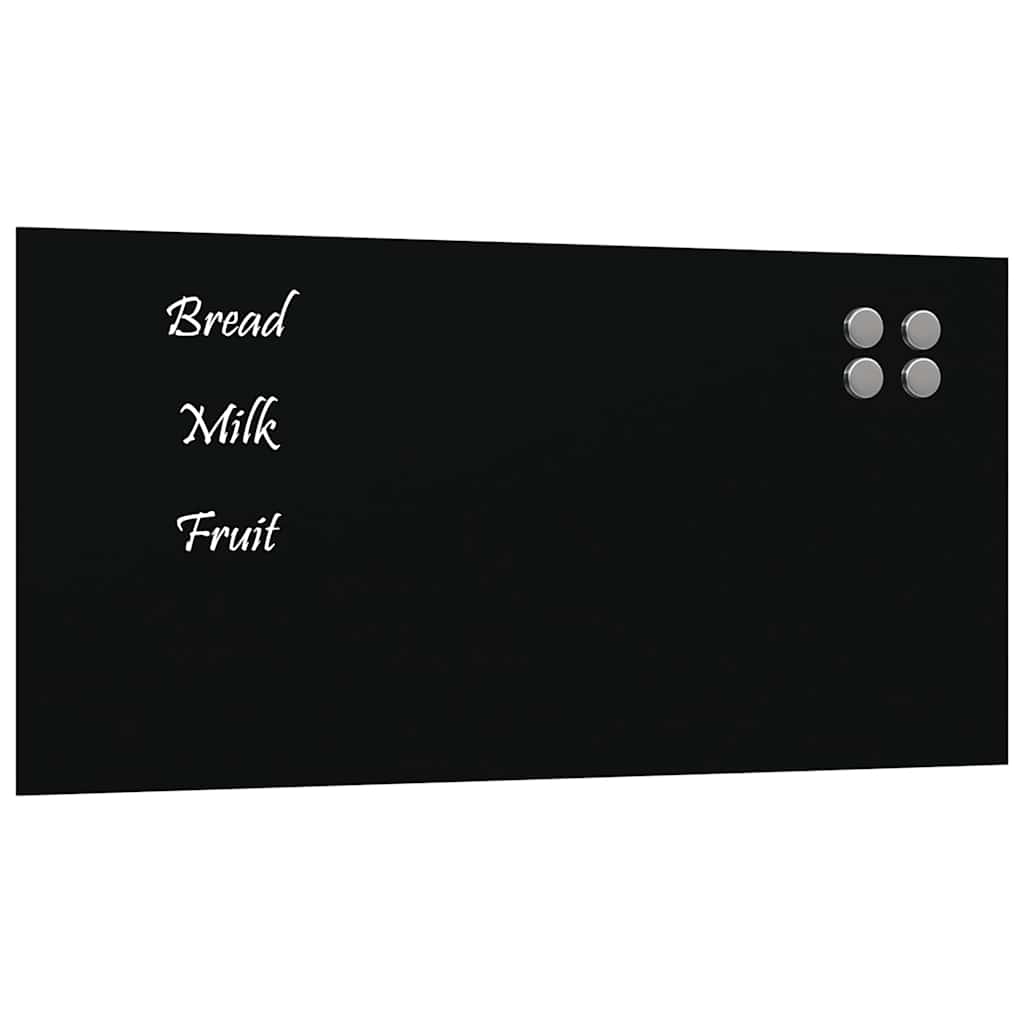 Magnettafel Wandmontage Schwarz 60x30 cm Hartglas