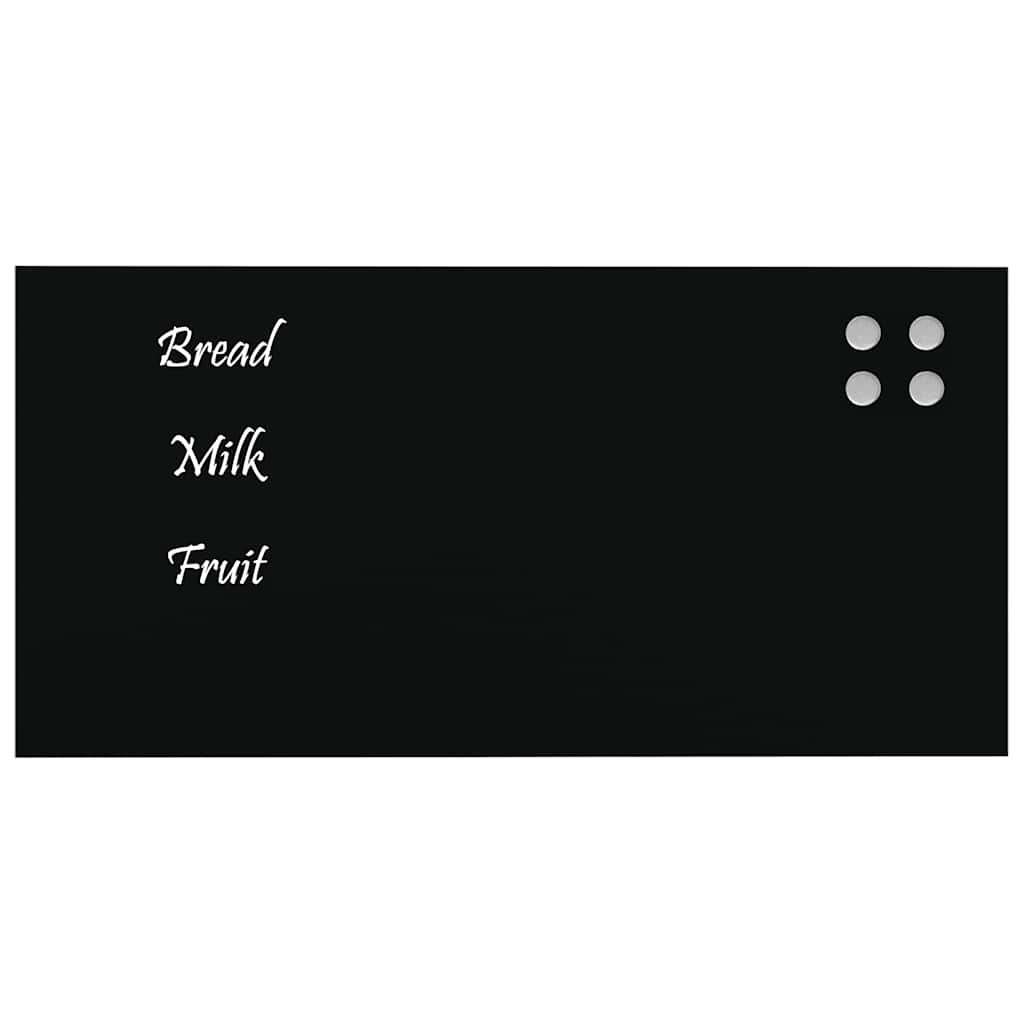 Magnettafel Wandmontage Schwarz 60x30 cm Hartglas
