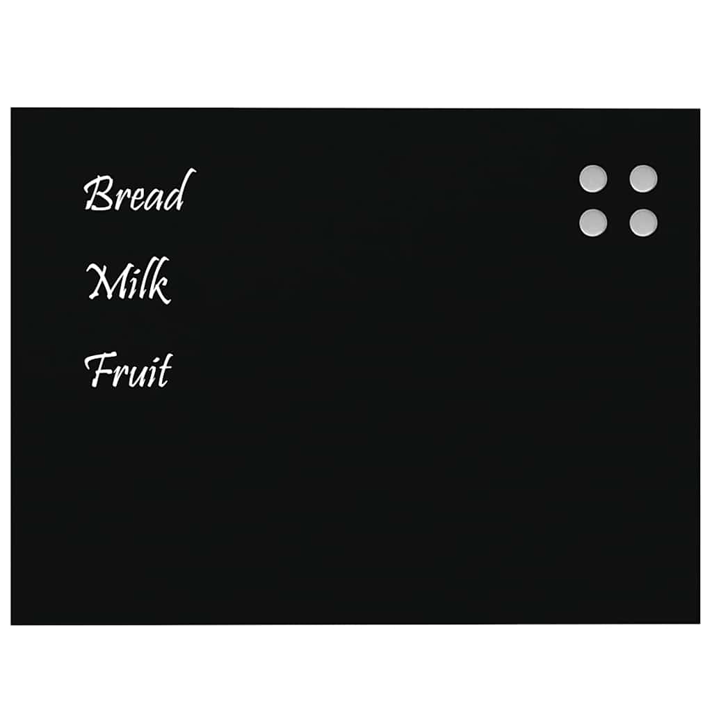 Magnetic Board Wall Mounted Black 80x60 cm Tempered Glass