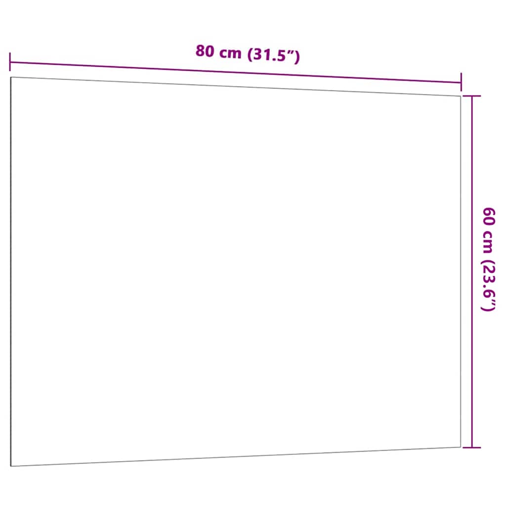 Magnetic Board Wall Mounted Black 80x60 cm Tempered Glass