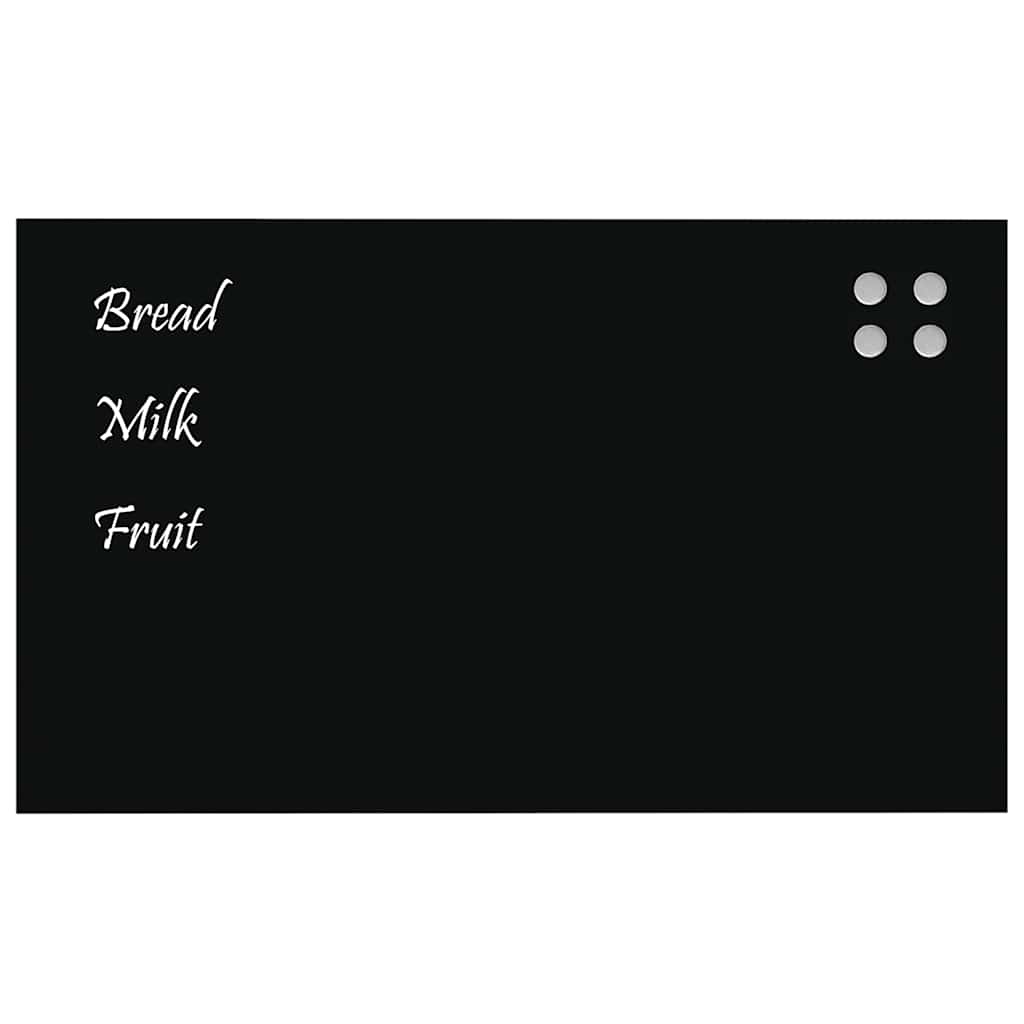 Magnettafel Wandmontage Schwarz 100x60 cm Hartglas