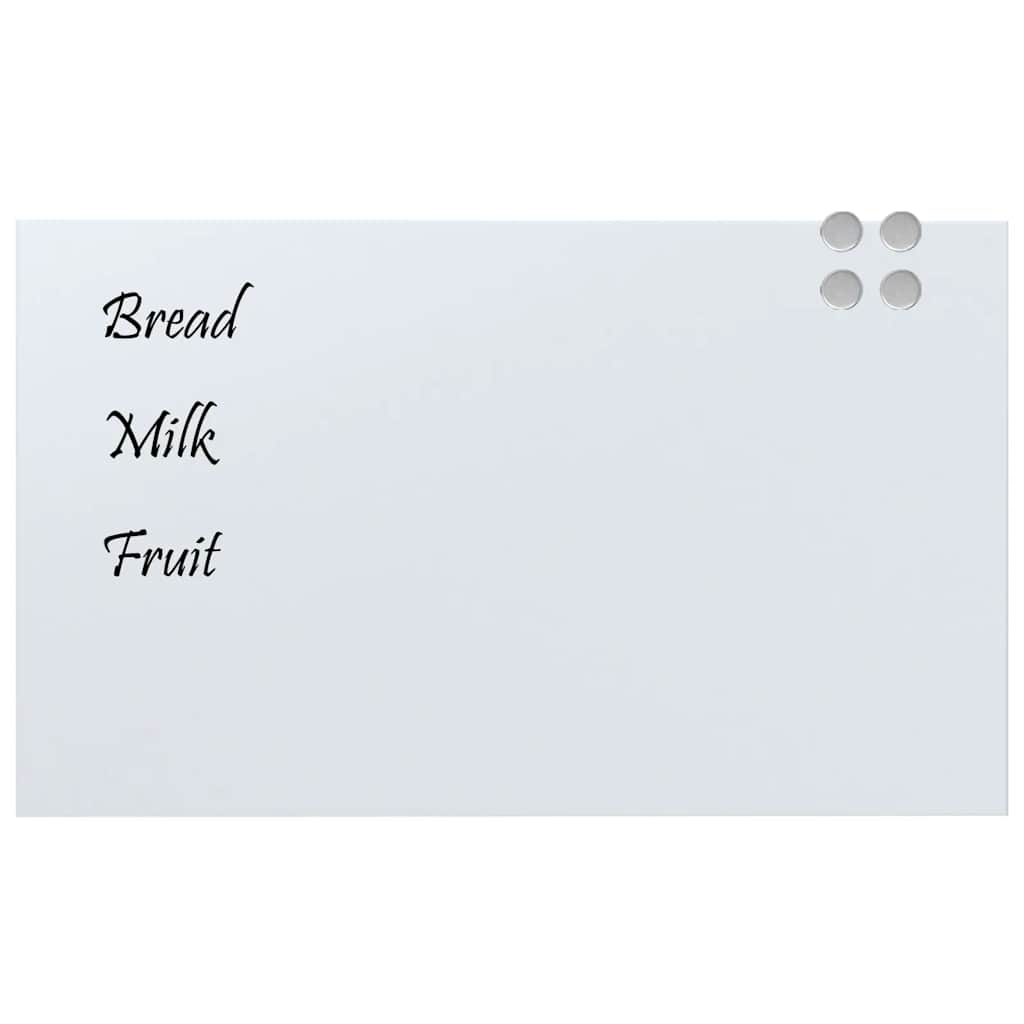 Magnetic Board Wall Mounted White 100x60 cm Tempered Glass