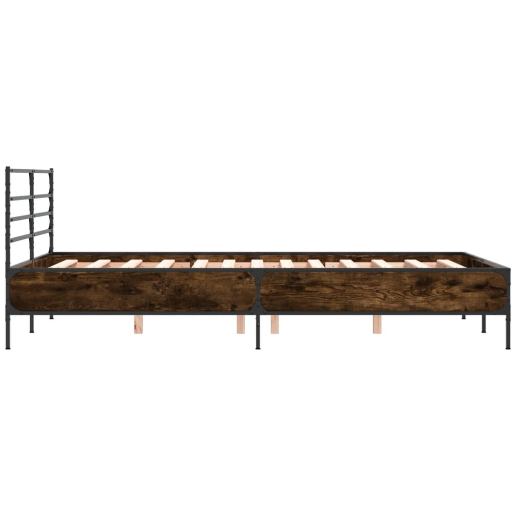 Bed frame smoked oak 120x200 cm wood material and metal