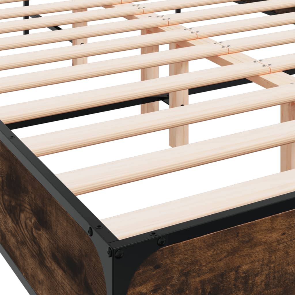 Bed frame smoked oak 120x200 cm wood material and metal