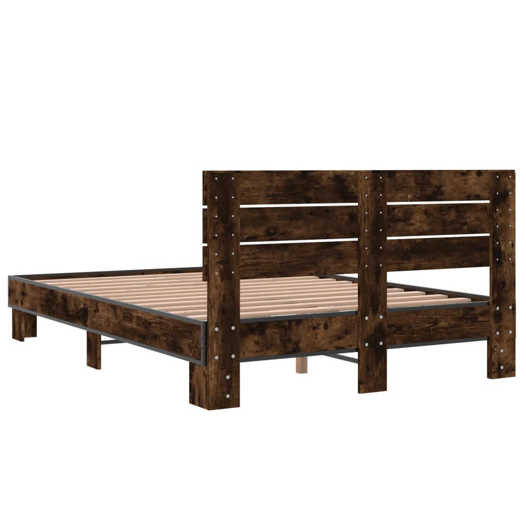 Bettgestell Räuchereiche 120x190 cm Holzwerkstoff und Metall