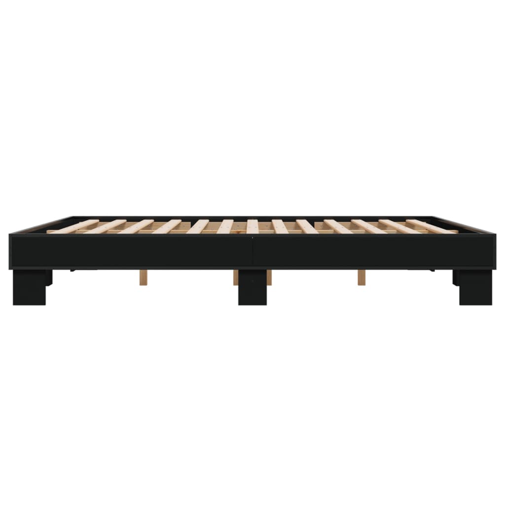 Bettgestell Schwarz 180x200 cm Holzwerkstoff und Metall