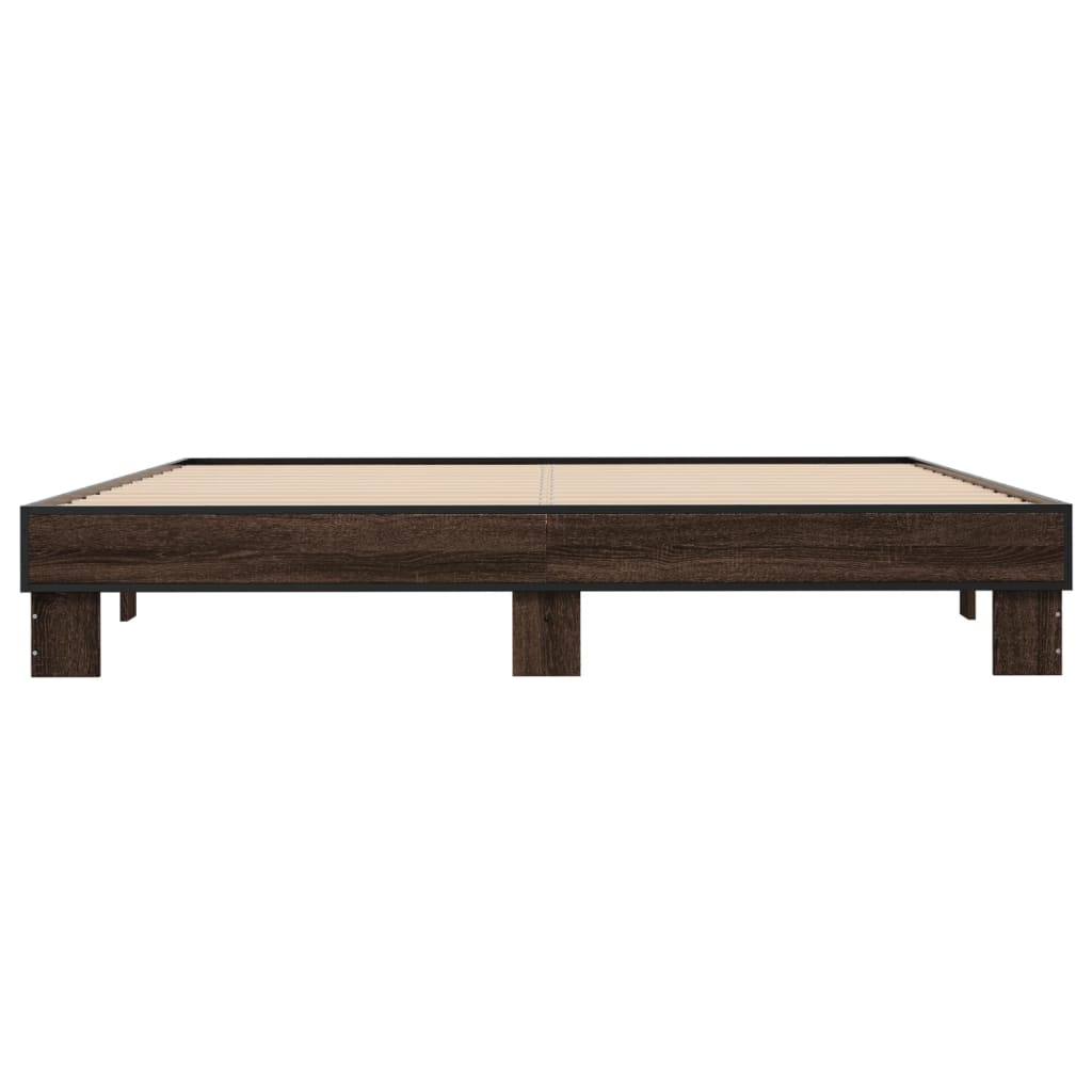 Bed frame brown oak look 180x200 cm wood material metal
