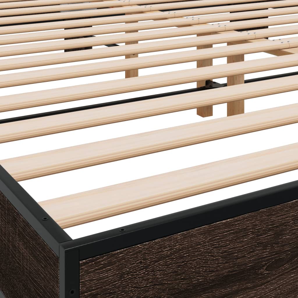 Bed frame brown oak look 180x200 cm wood material metal