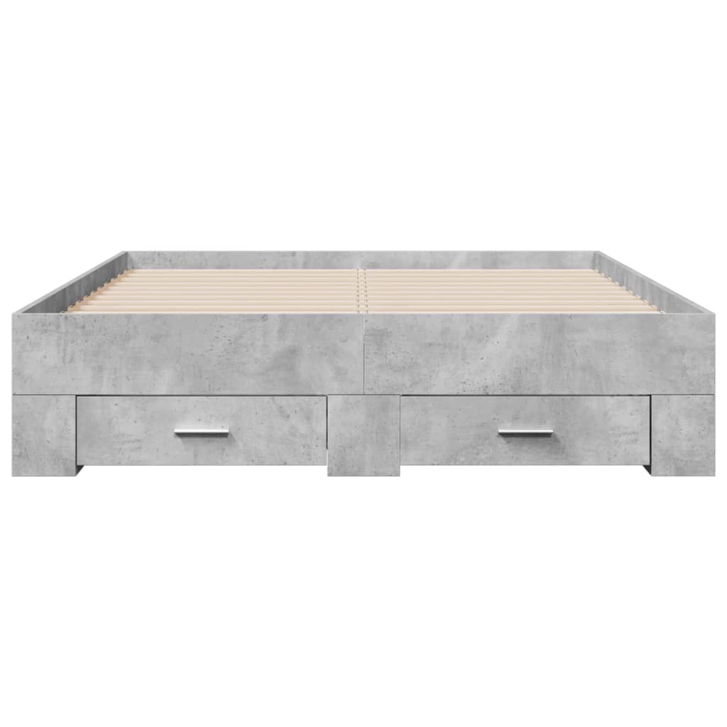 Bettgestell mit Schubladen Betongrau 120x200 cm Holzwerkstoff