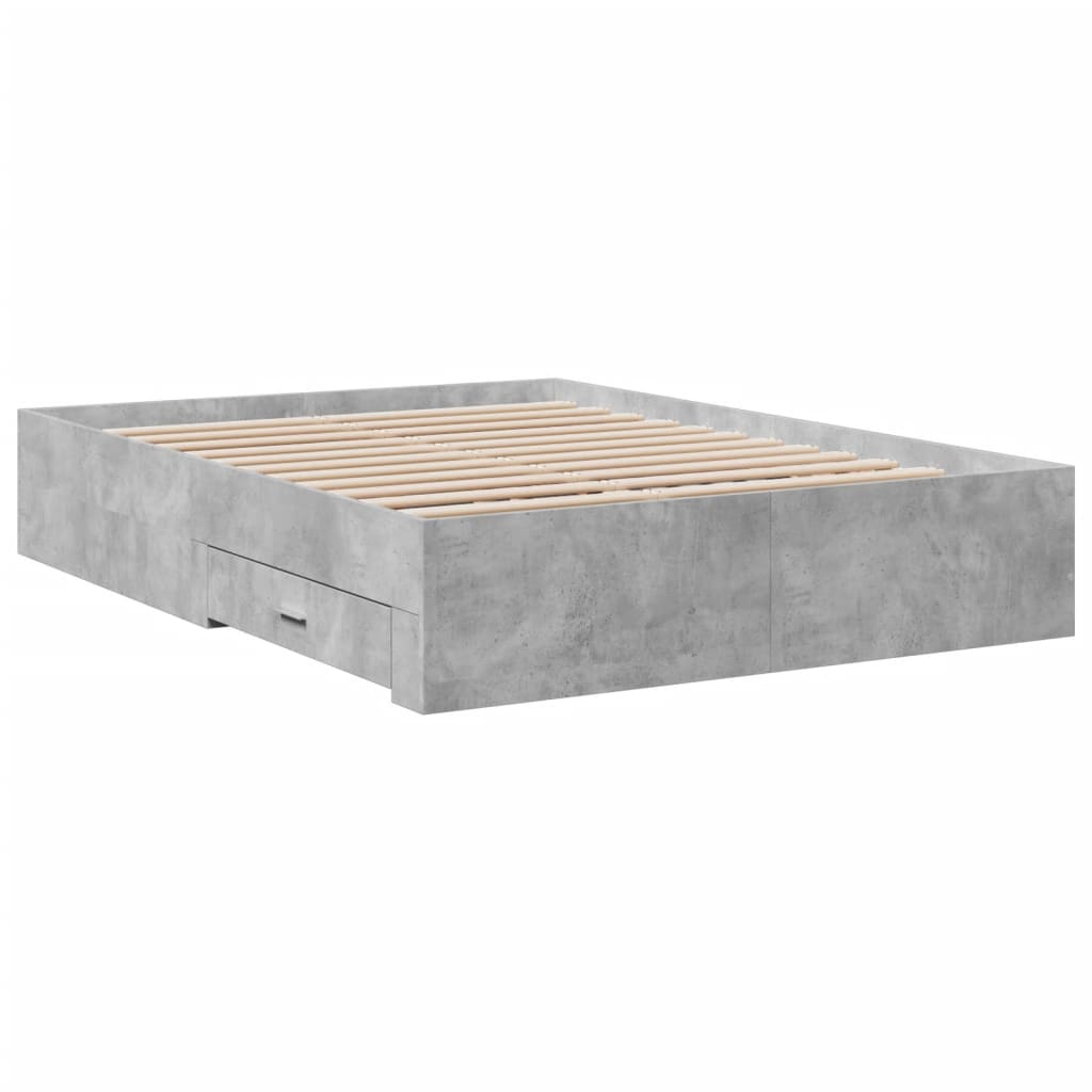 Bettgestell mit Schubladen Betongrau 120x200 cm Holzwerkstoff