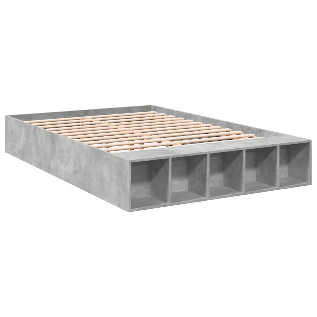 Bed frame concrete grey 135x190 cm wood material