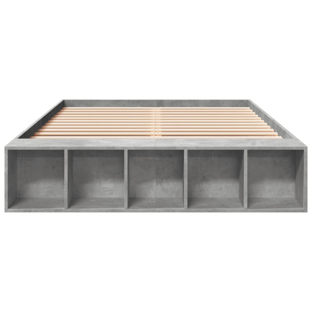 Bed frame concrete grey 135x190 cm wood material
