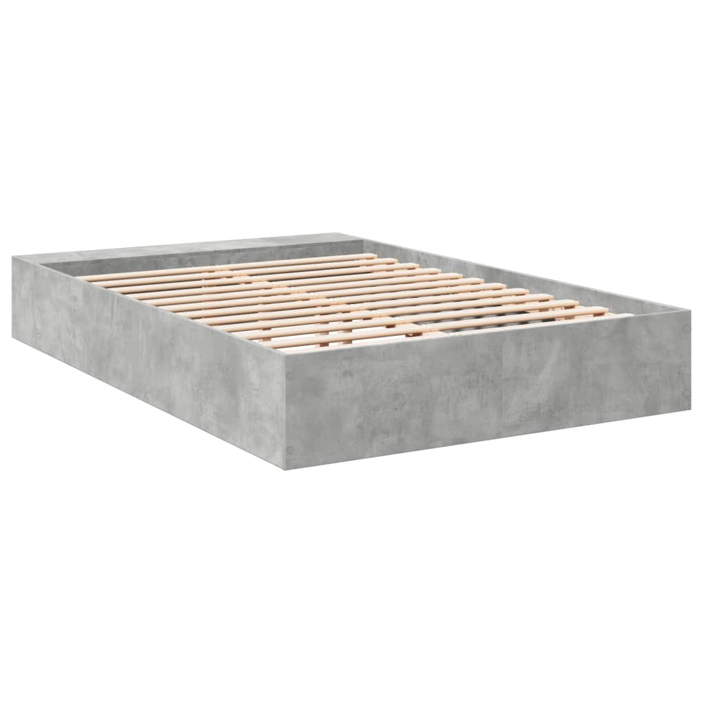 Bed frame concrete grey 135x190 cm wood material
