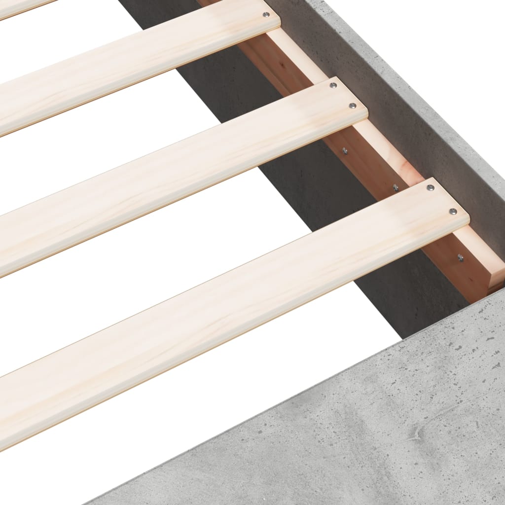 Bed frame concrete grey 135x190 cm wood material