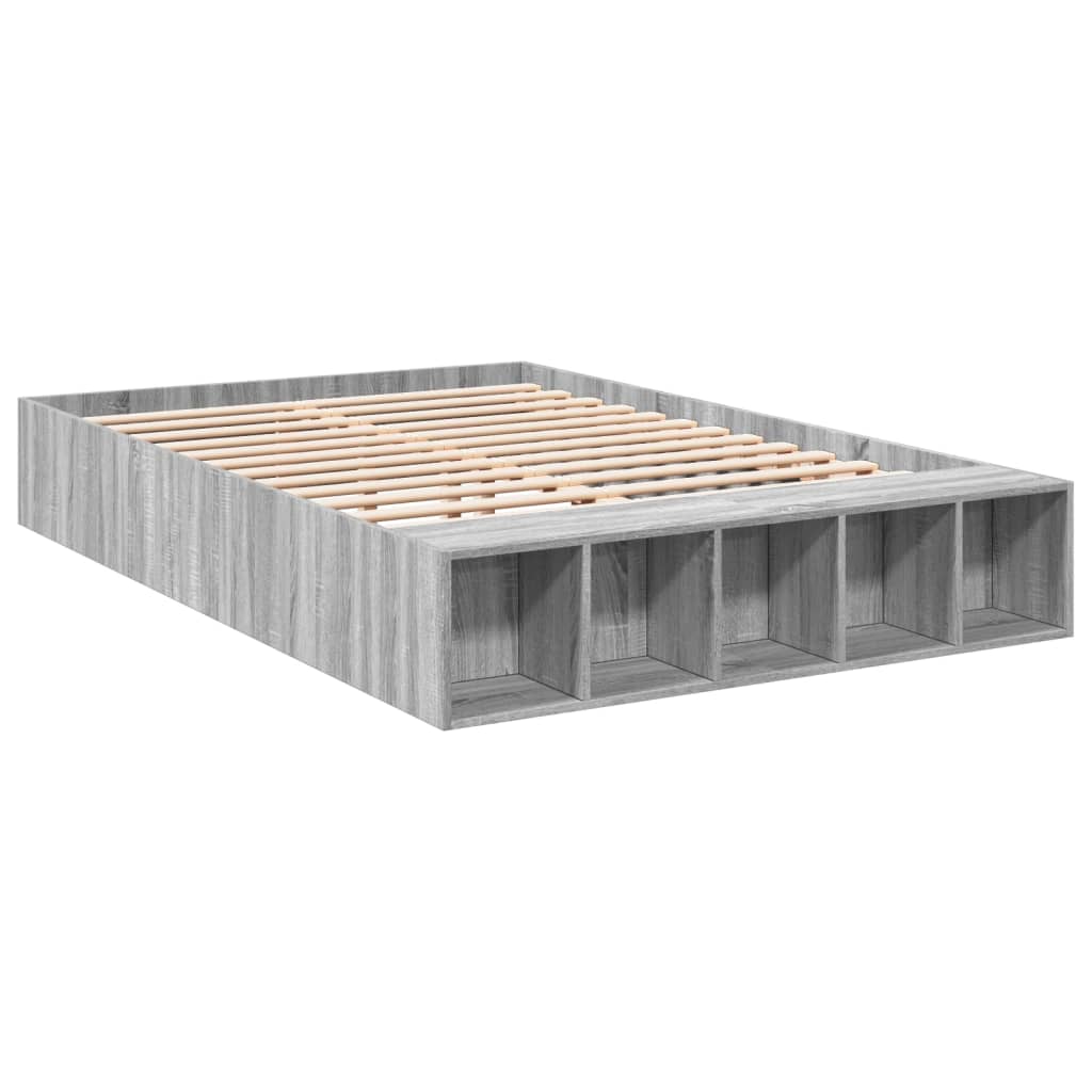 Bettgestell Grau Sonoma 135x190 cm Holzwerkstoff