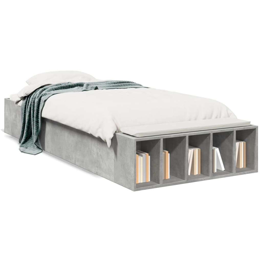 Bed frame concrete grey 90x200 cm wood material
