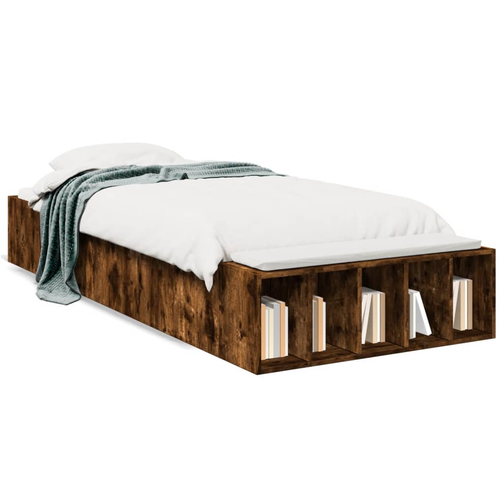 Bed frame smoked oak 90x200 cm wood material