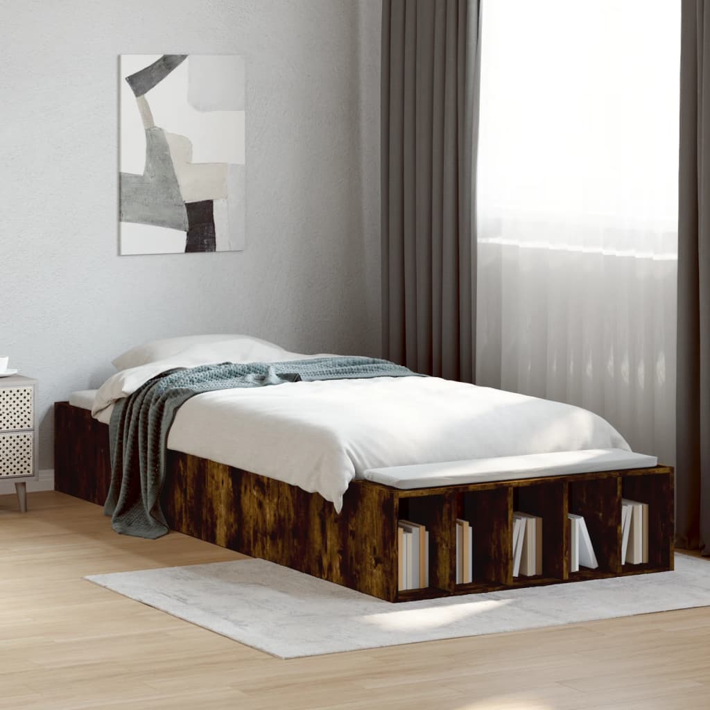 Bed frame smoked oak 90x200 cm wood material