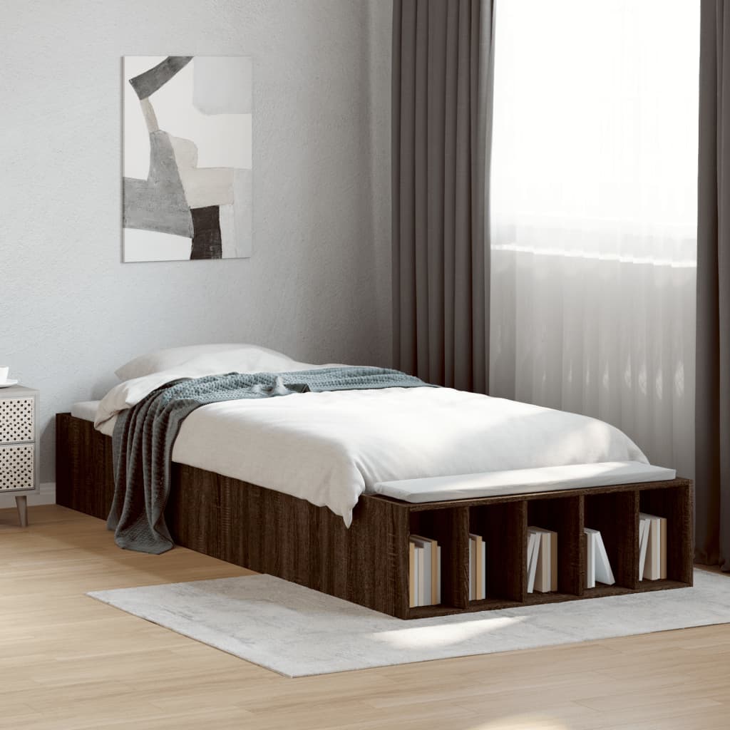 Bed frame brown oak look 90x190 cm wood material