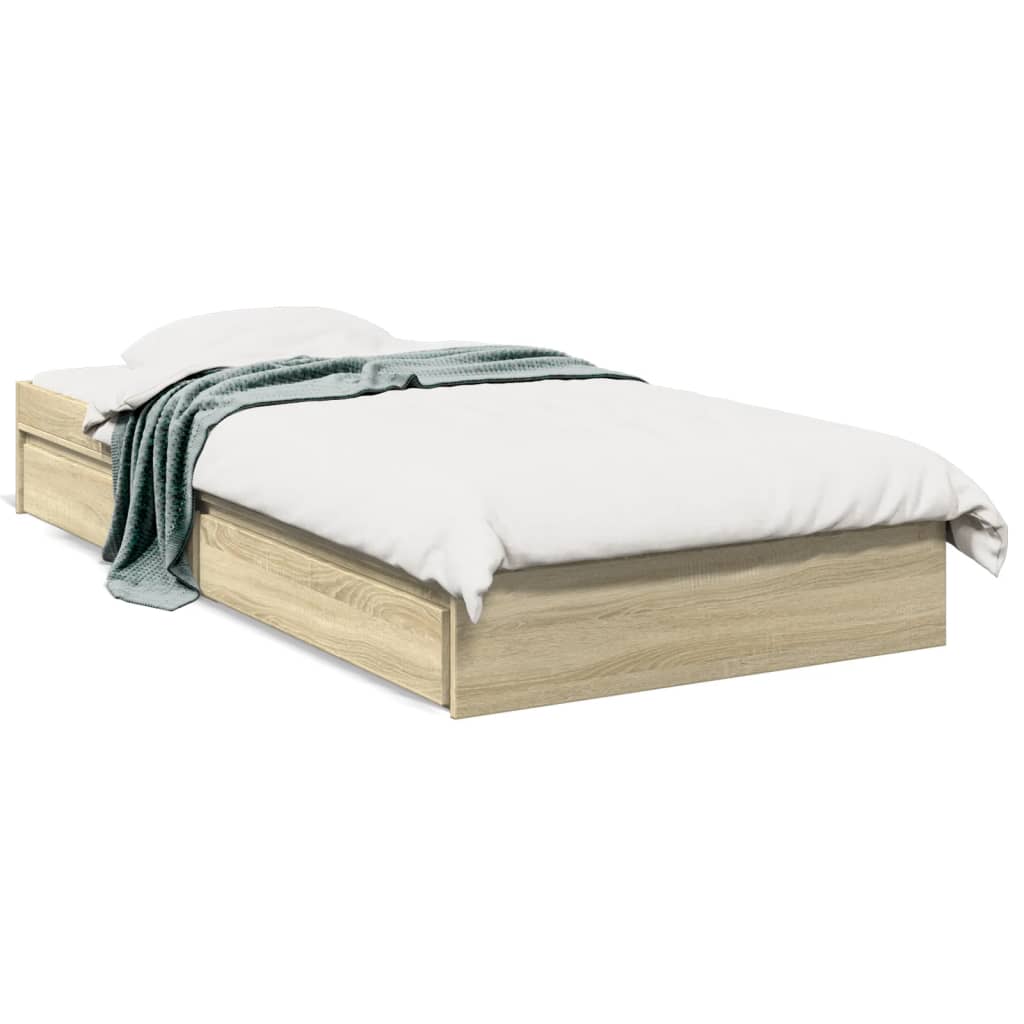 Bettgestell mit Schubladen Sonoma-Eiche 90x200cm Holzwerkstoff