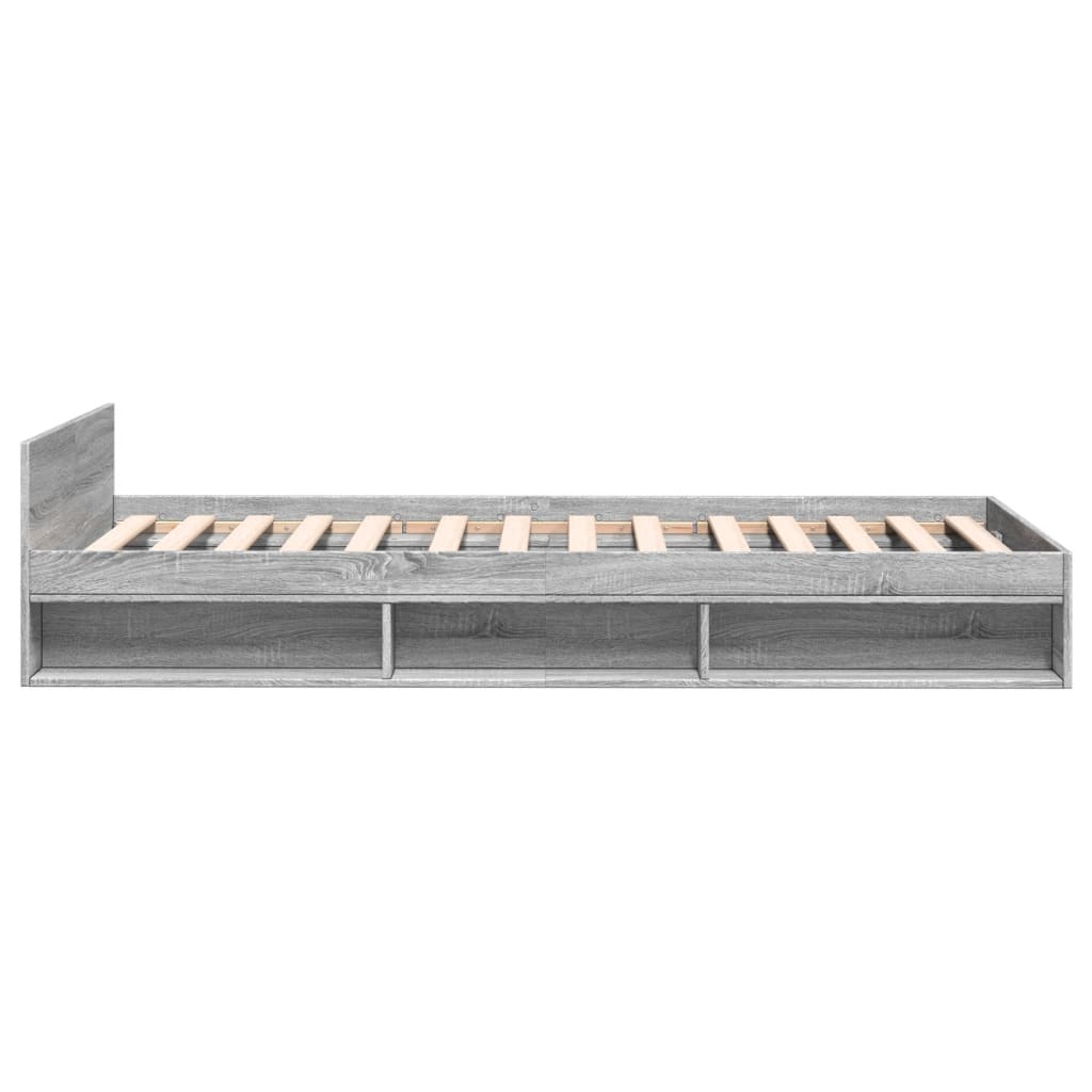 Bed frame with drawer, grey Sonoma 90x190 cm, wood-based material