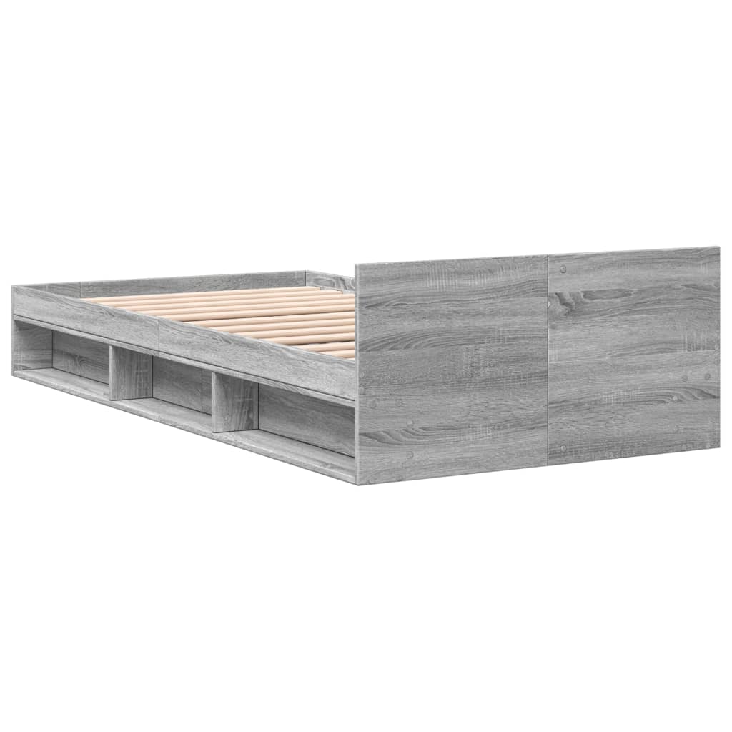Bed frame with drawer, grey Sonoma 90x190 cm, wood-based material