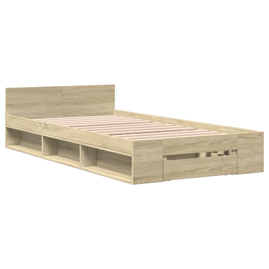 Bed frame with drawer Sonoma oak 90x200 cm wood material