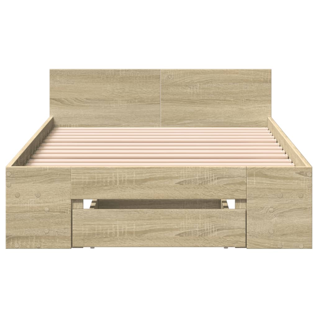 Bed frame with drawer Sonoma oak 90x200 cm wood material