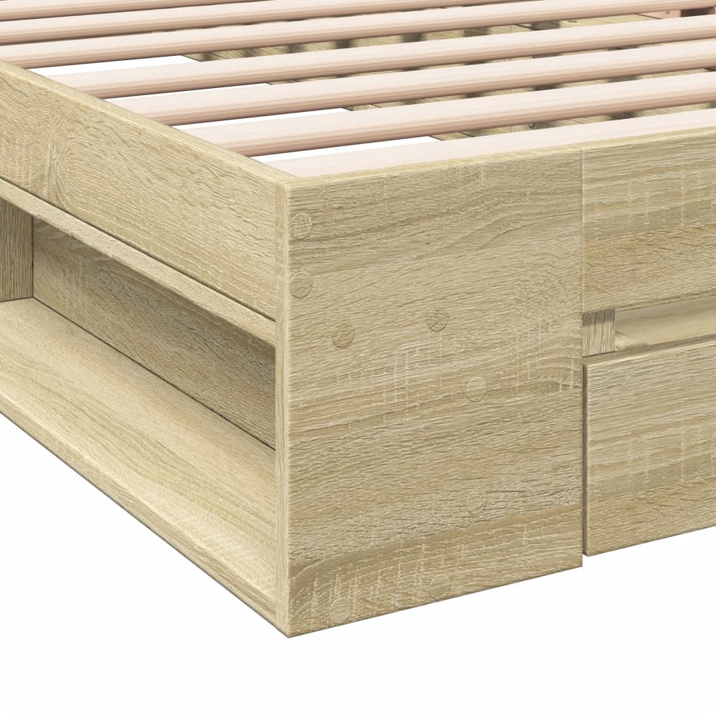 Bed frame with drawer Sonoma oak 90x200 cm wood material