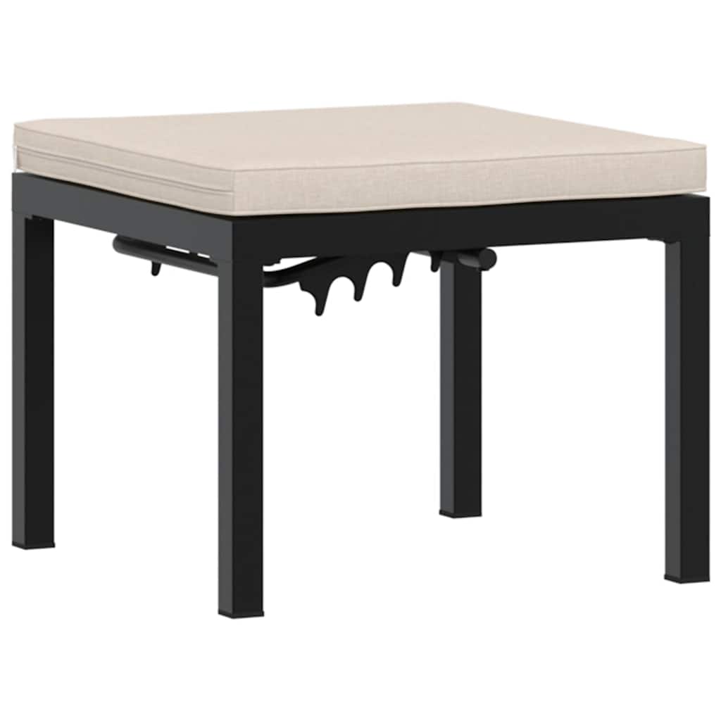 Gartenhocker mit Kissen Schwarz Pulverbeschichteter Stahl