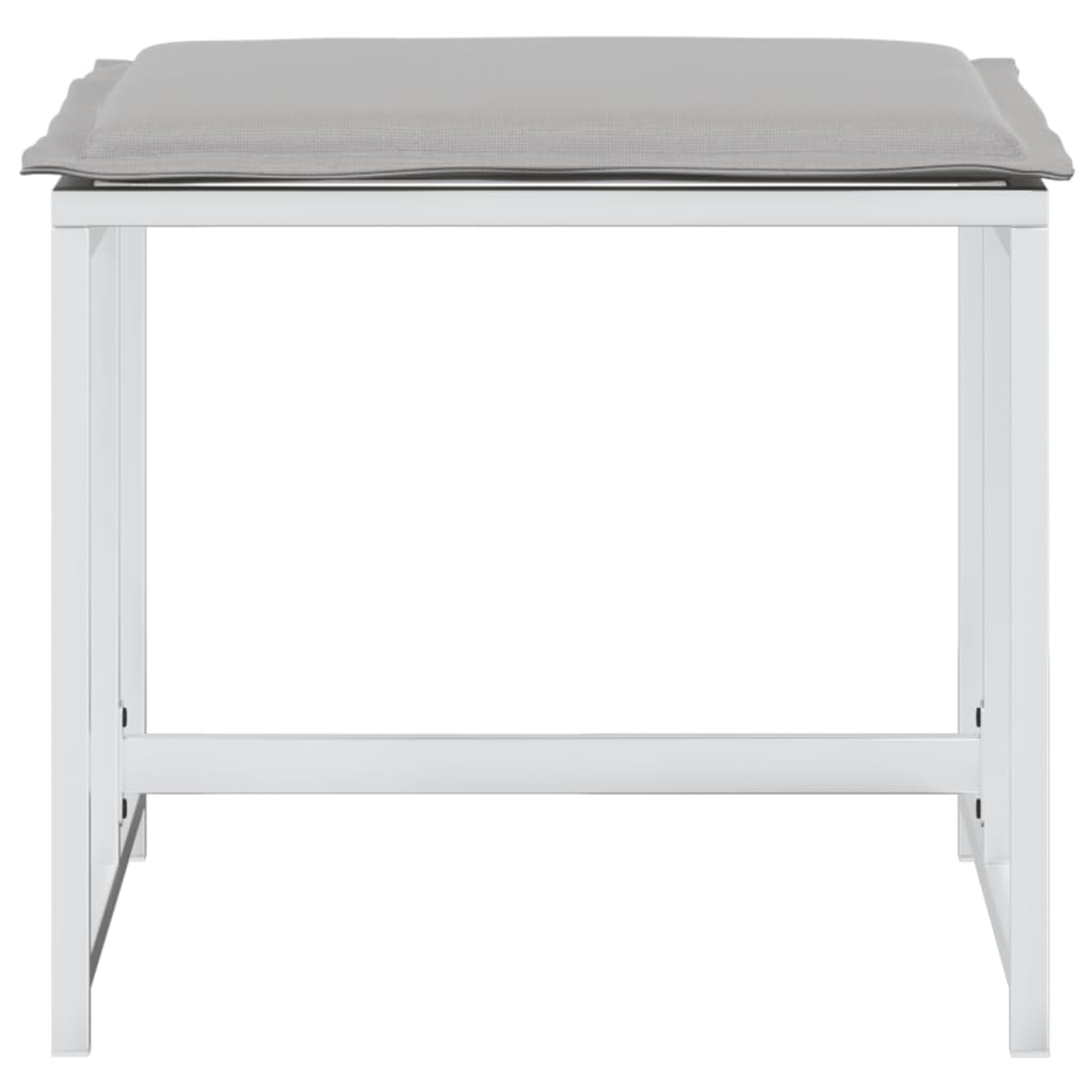Garden Stool with Cushion 4 pcs. White Steel and Textilene