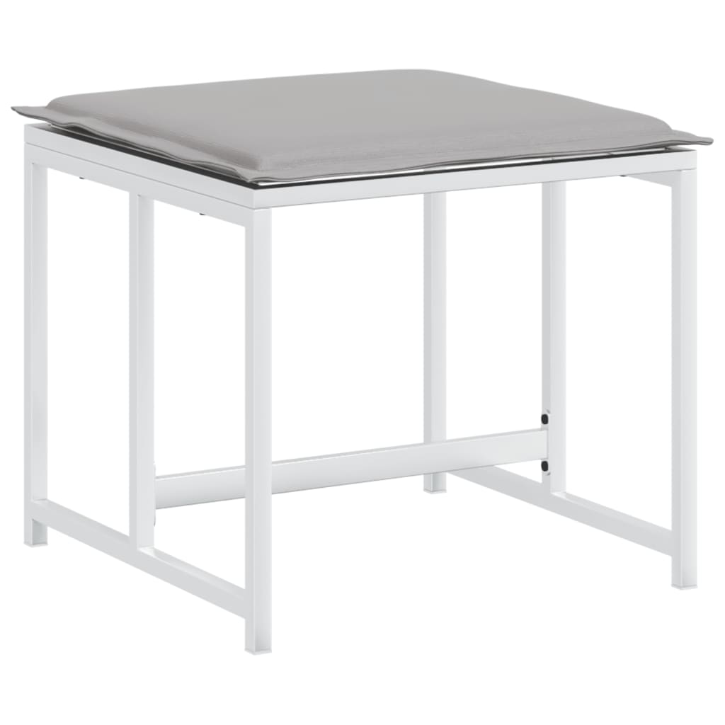 Garden Stool with Cushion 4 pcs. White Steel and Textilene