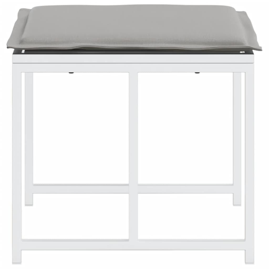 Garden Stool with Cushion 4 pcs. White Steel and Textilene