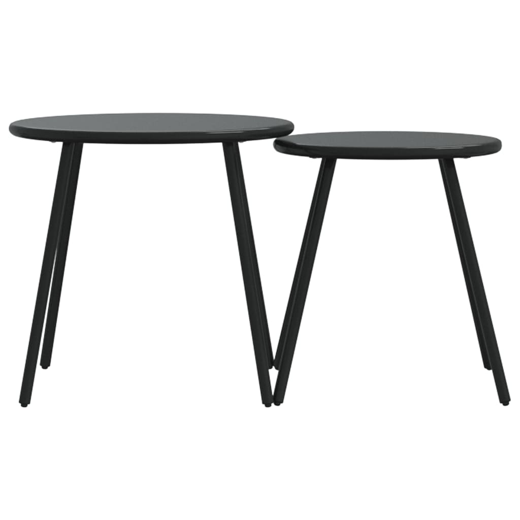 Garden Coffee Table 2 pcs. Round Black Powder-Coated Steel