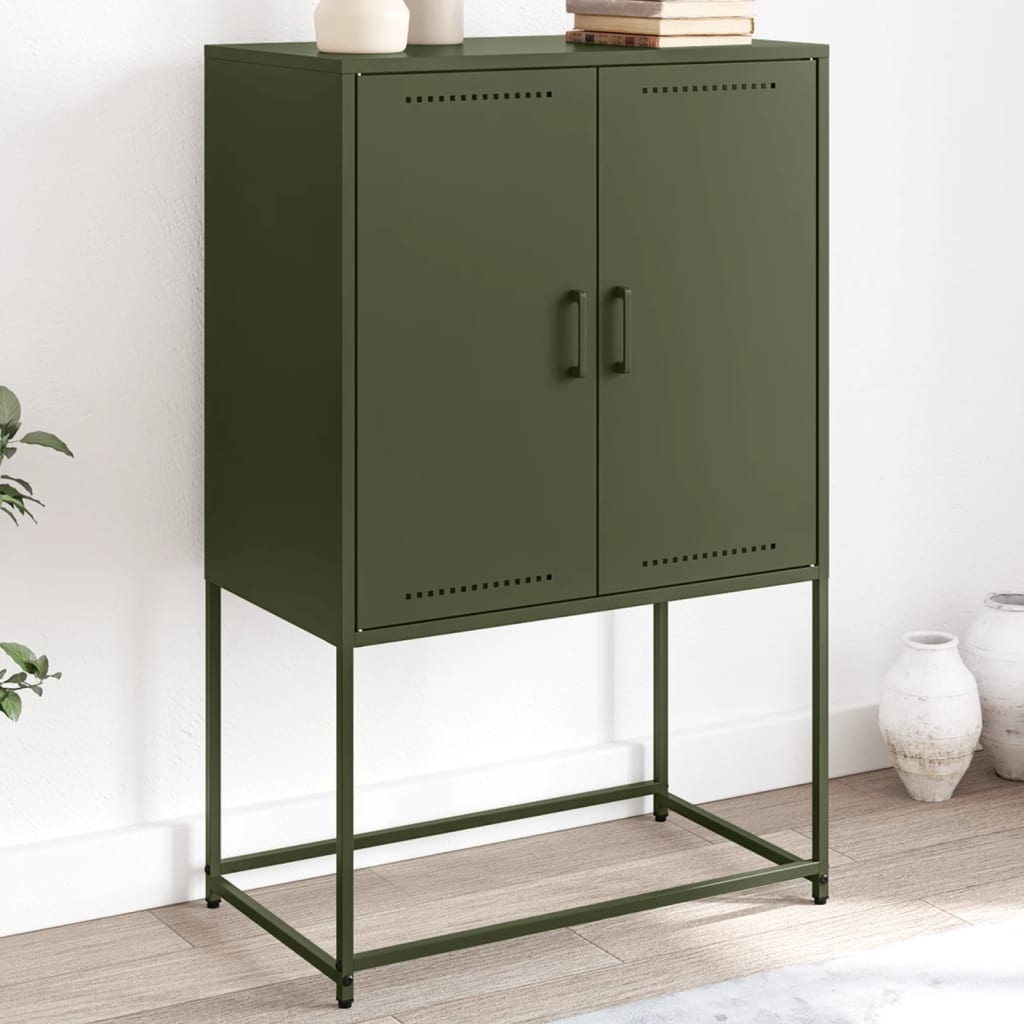 Highboard Olivgrün 68,5x38,5x107 cm Stahl