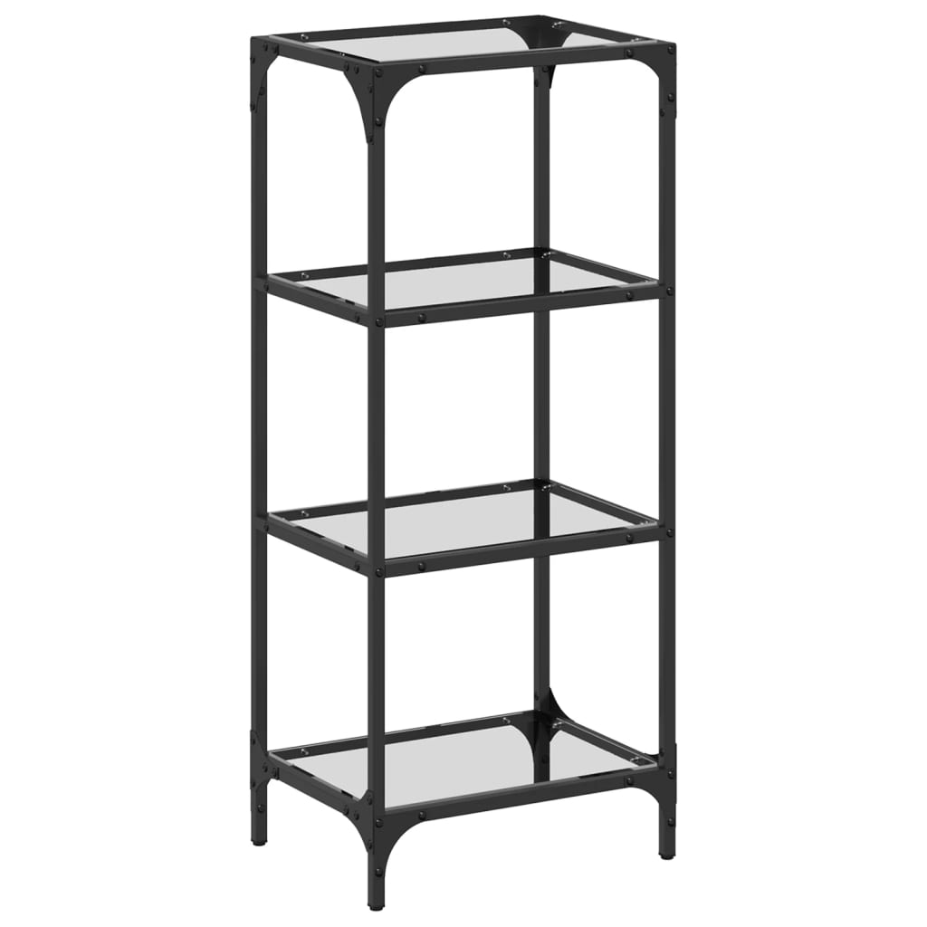 Shelf with Glass Shelves Transparent 40x30x95 cm Steel
