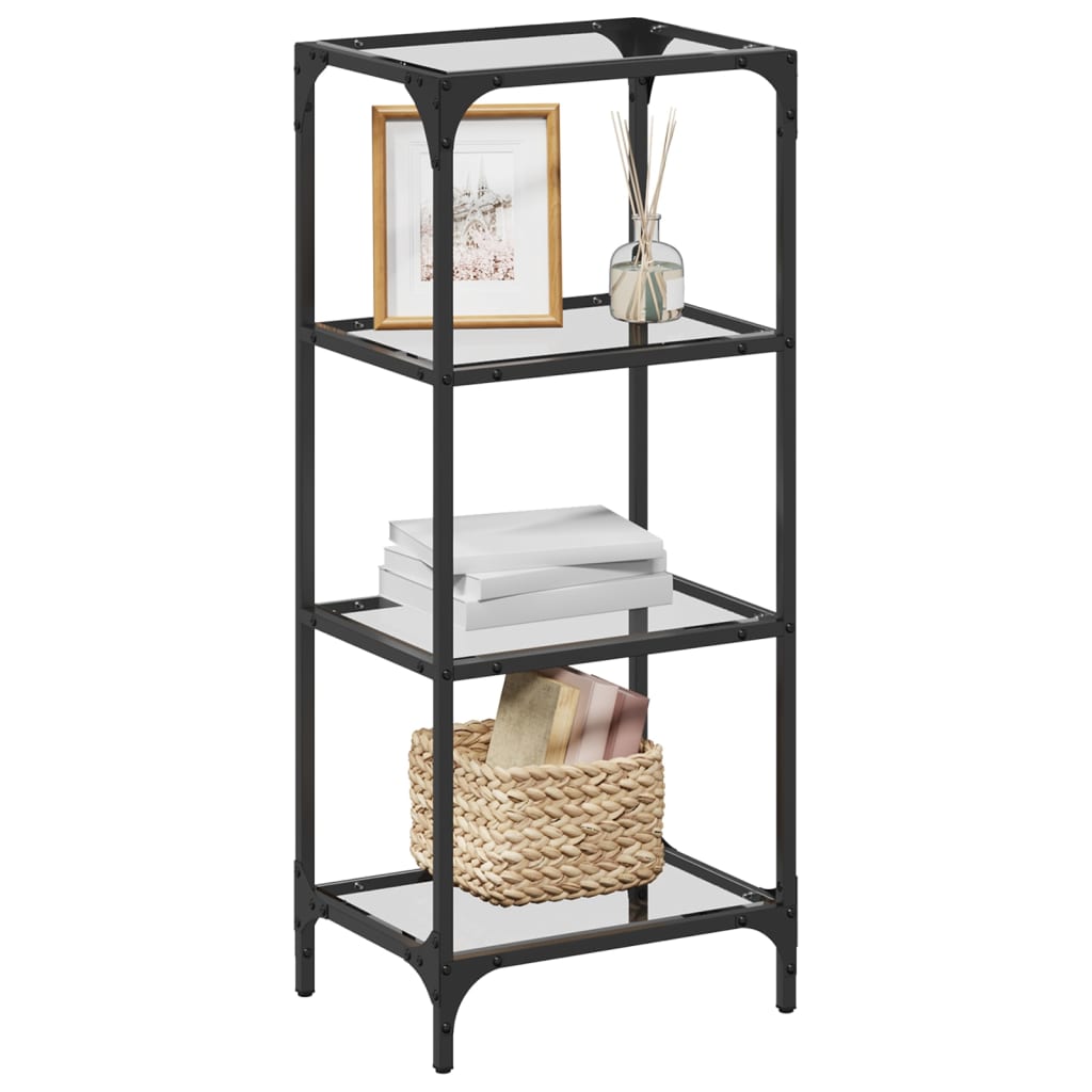 Shelf with Glass Shelves Transparent 40x30x95 cm Steel