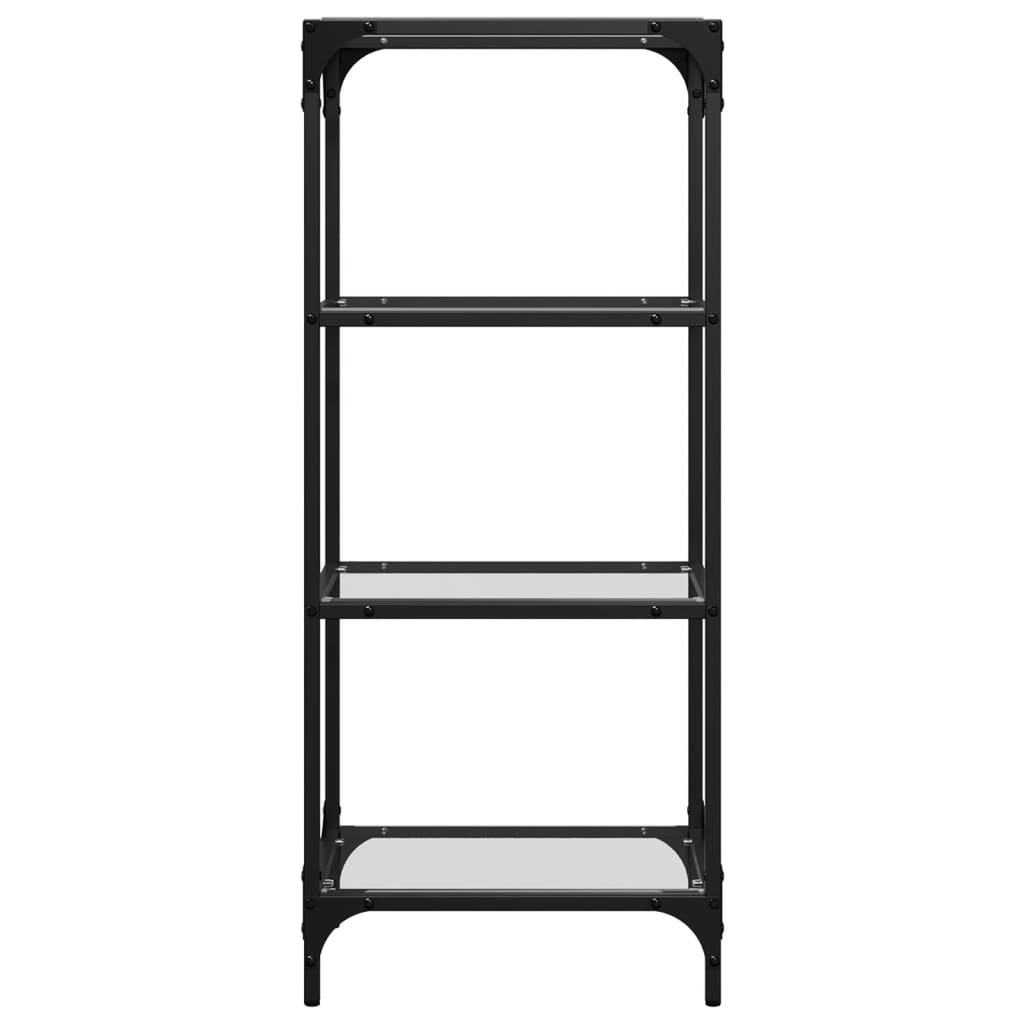 Shelf with Glass Shelves Transparent 40x30x95 cm Steel