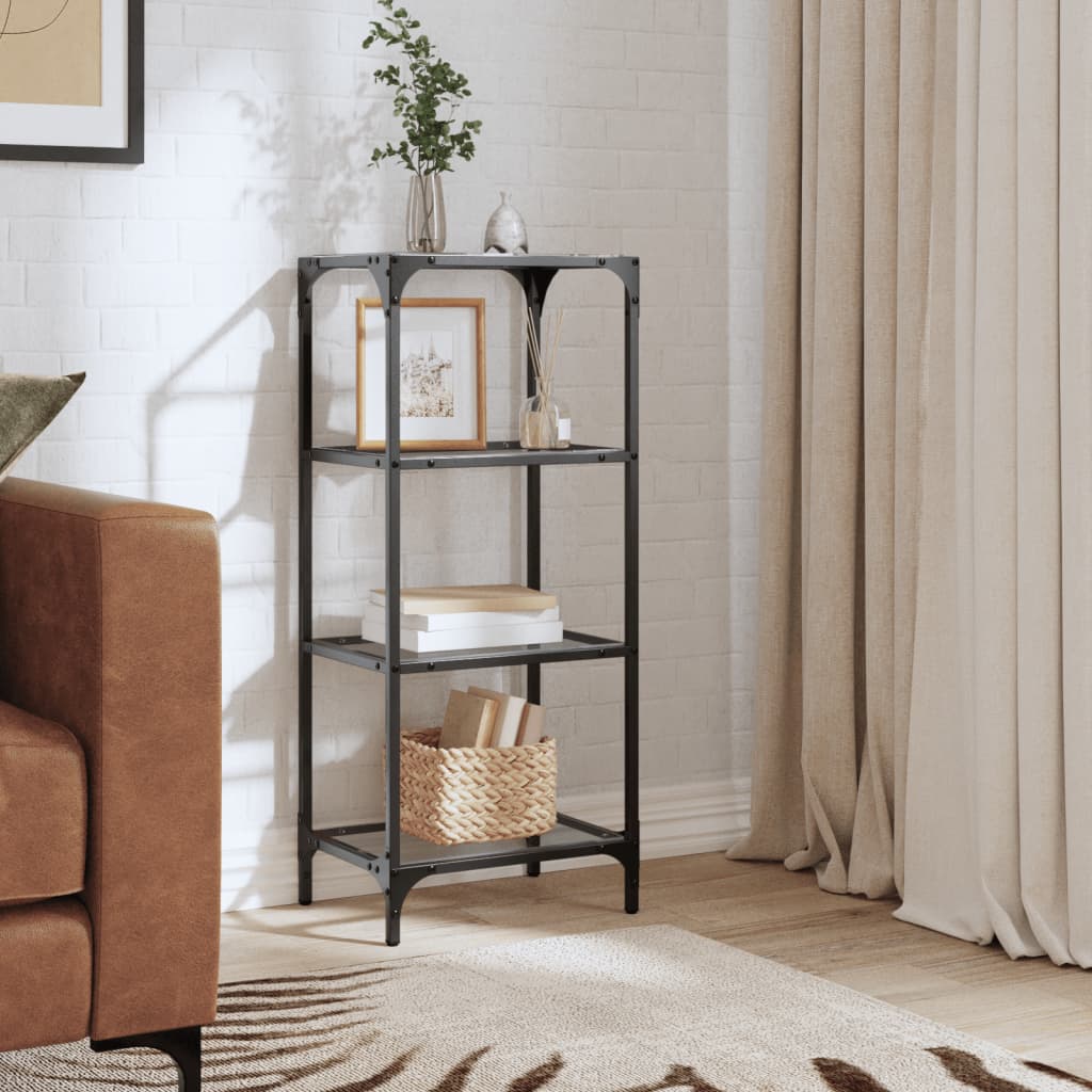 Shelf with Glass Shelves Transparent 40x30x95 cm Steel