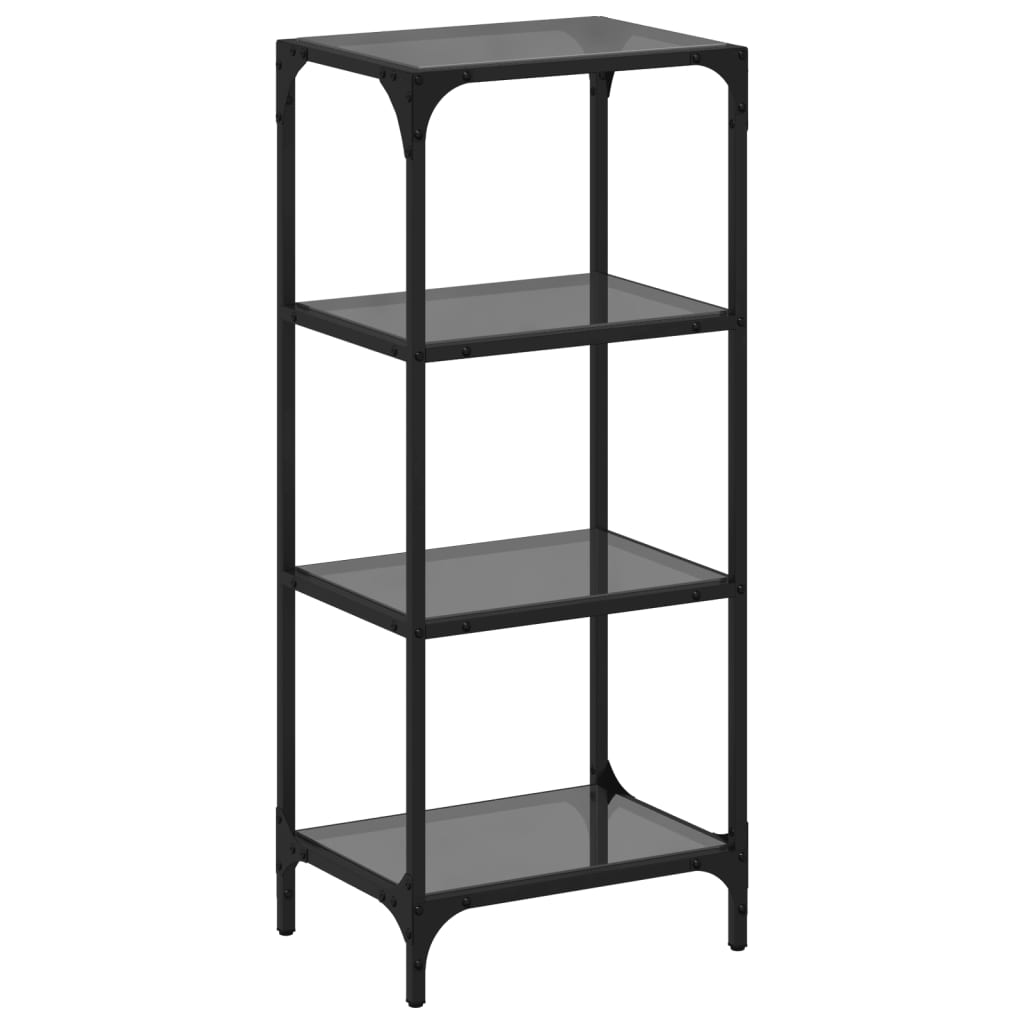 Shelf with glass shelves Black 40x30x95 cm Steel