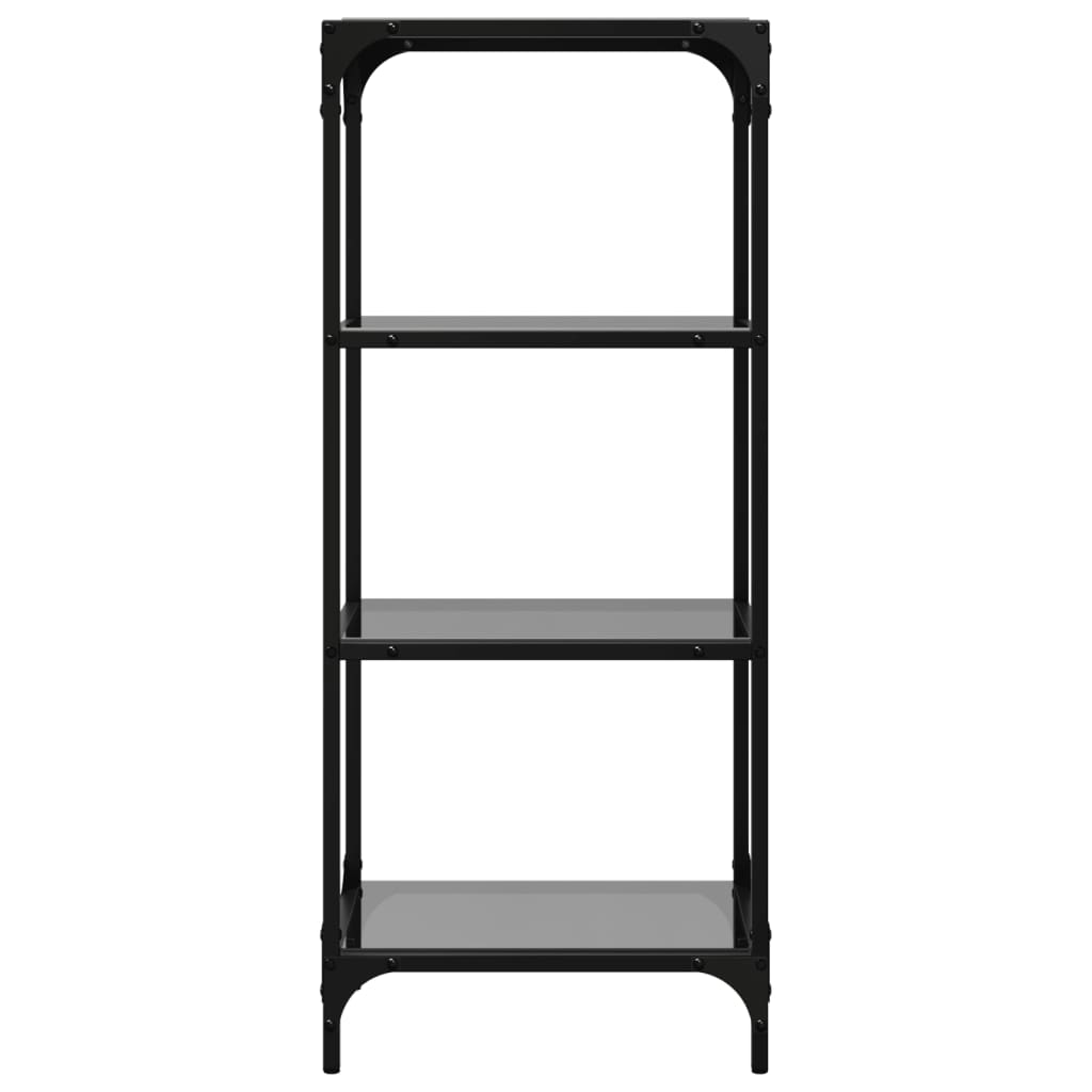 Shelf with glass shelves Black 40x30x95 cm Steel