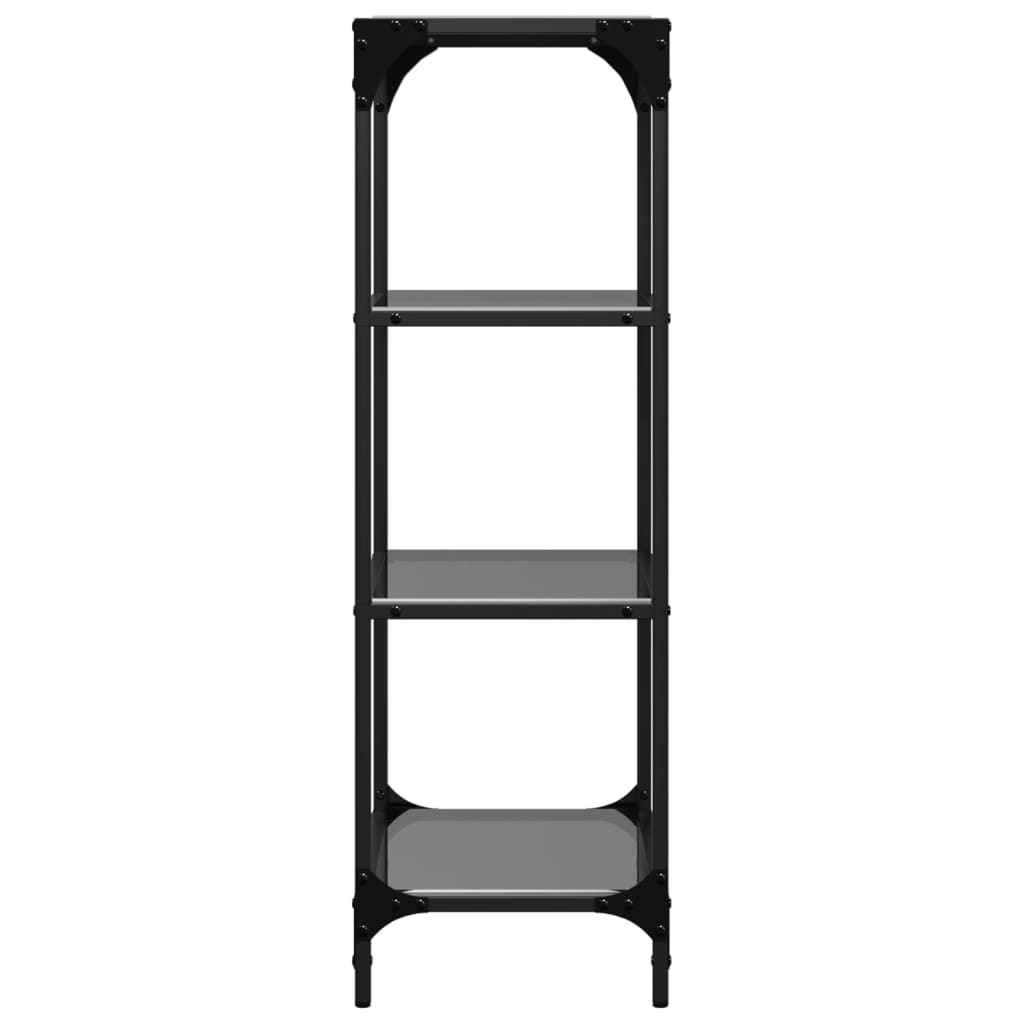 Shelf with glass shelves Black 40x30x95 cm Steel
