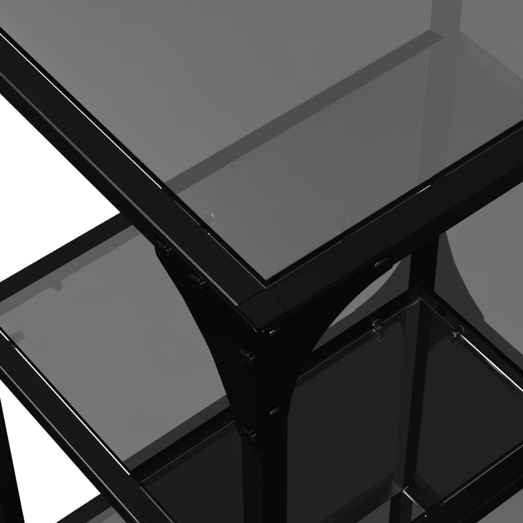 Shelf with glass shelves Black 40x30x95 cm Steel