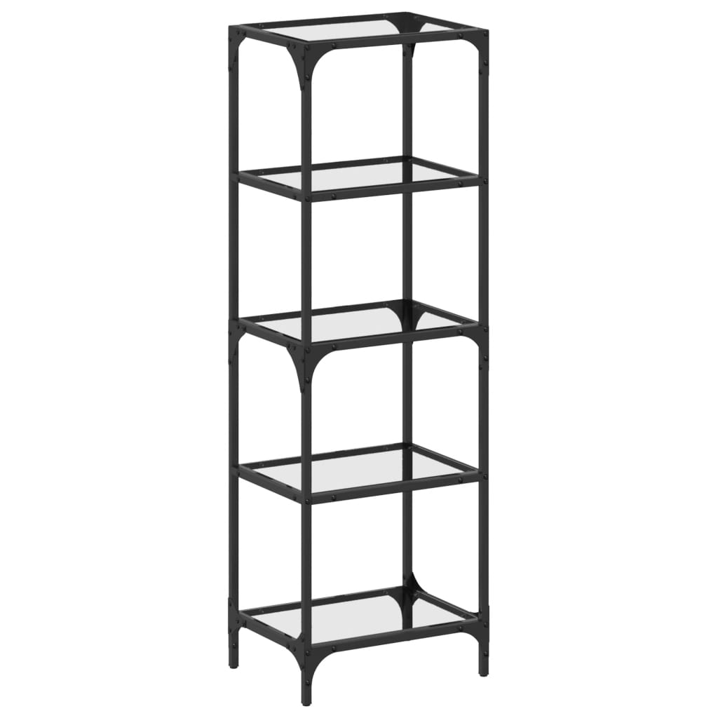 Shelf with Glass Shelves Transparent 40x30x123 cm Steel