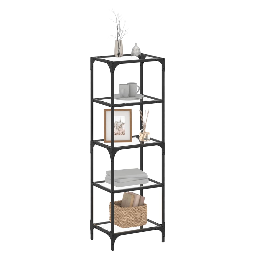 Shelf with Glass Shelves Transparent 40x30x123 cm Steel