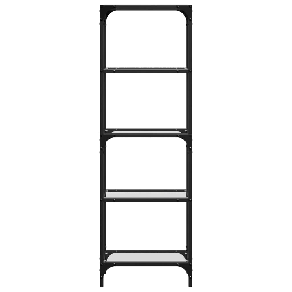 Shelf with Glass Shelves Transparent 40x30x123 cm Steel