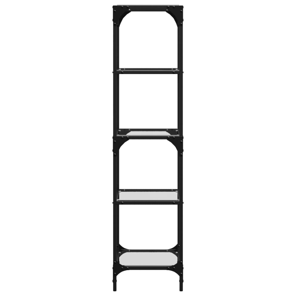 Shelf with Glass Shelves Transparent 40x30x123 cm Steel