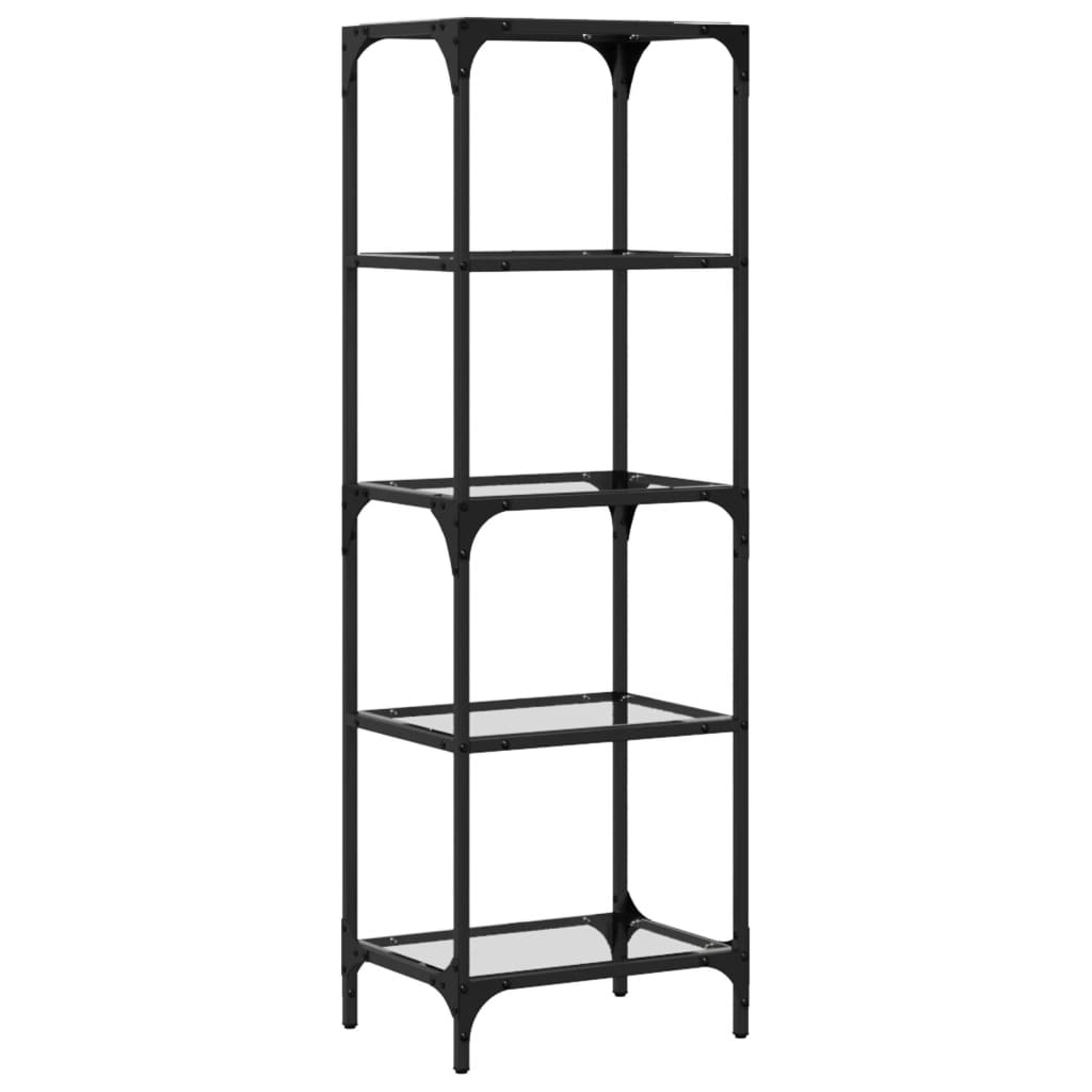 Shelf with Glass Shelves Transparent 40x30x123 cm Steel